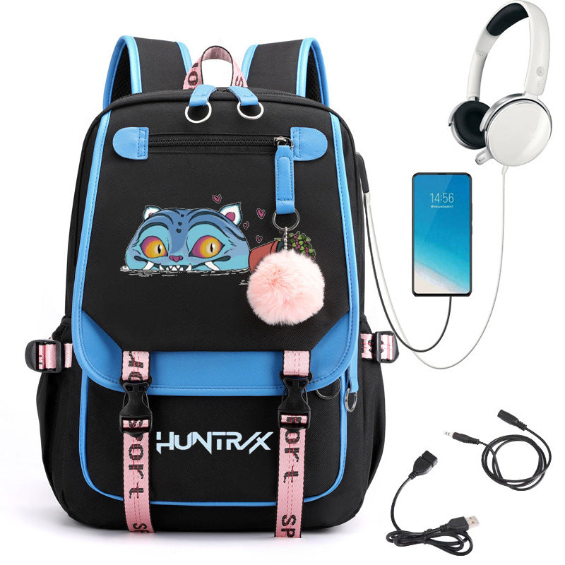 Cartoon Print School Backpack with Large Capacity