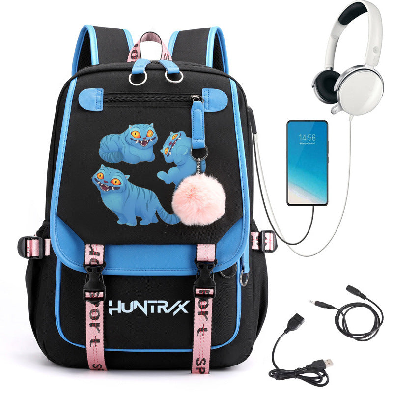 Cartoon Print School Backpack with Large Capacity