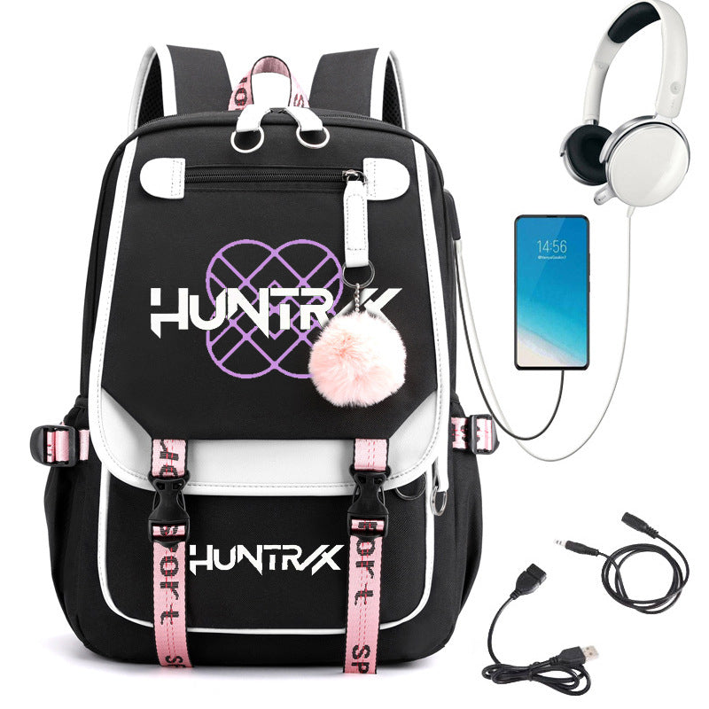 Cartoon Print School Backpack with Large Capacity