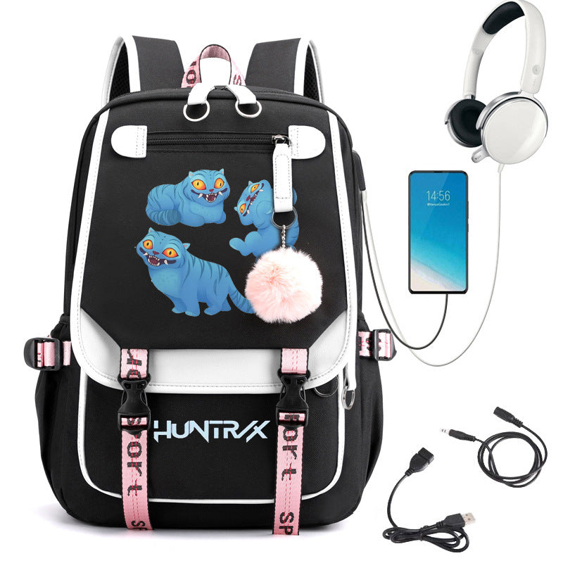 Cartoon Print School Backpack with Large Capacity