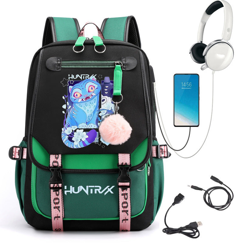 Cartoon Print School Backpack with Large Capacity