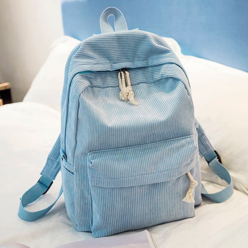 Korean Style Corduroy School Backpack
