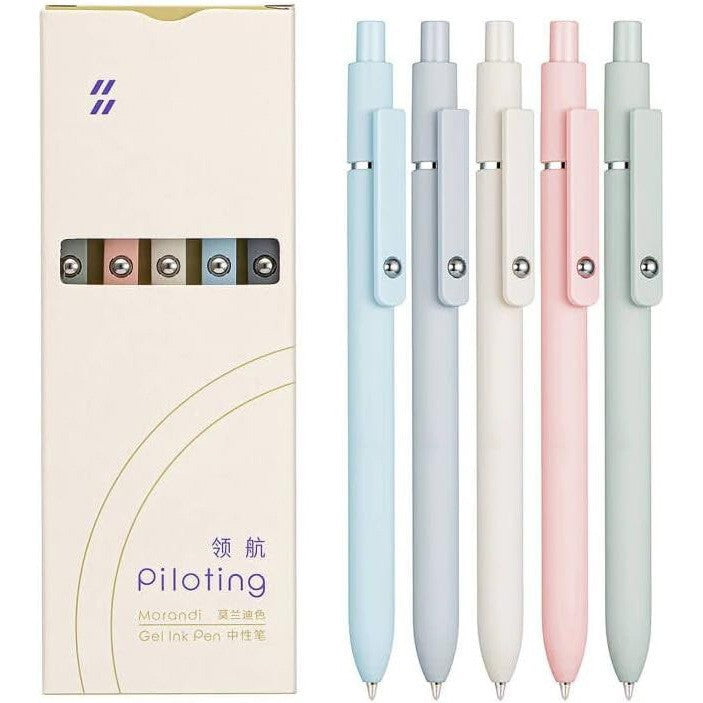 Morandi Retro Press Gel Pen 0.5mm Fine Tip 5-Piece Set