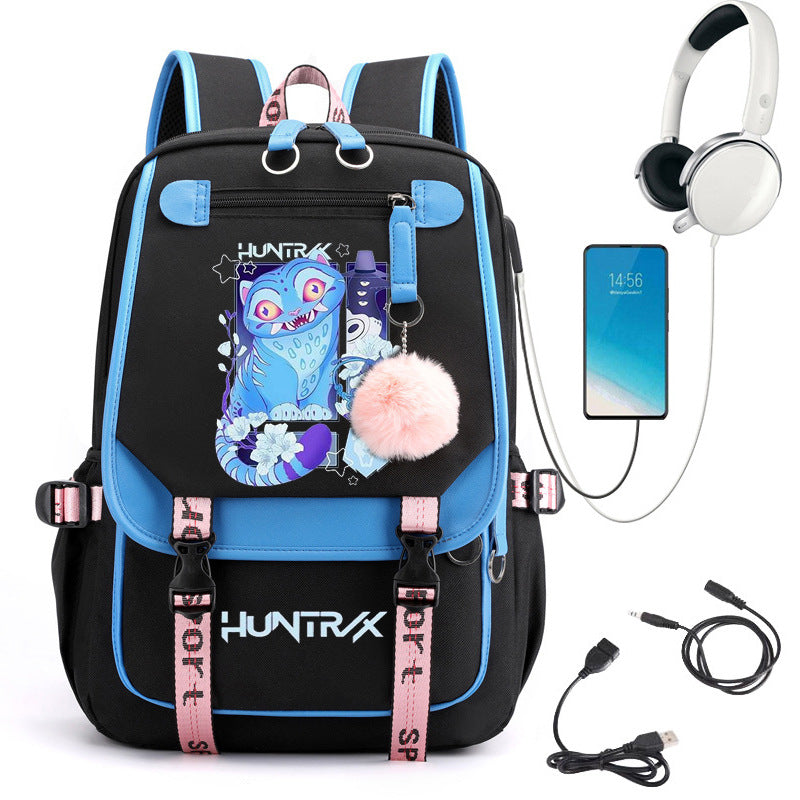 Cartoon Print School Backpack with Large Capacity