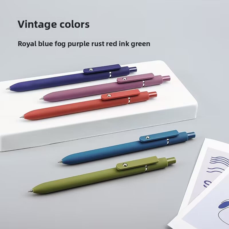 Morandi Retro Press Gel Pen 0.5mm Fine Tip 5-Piece Set