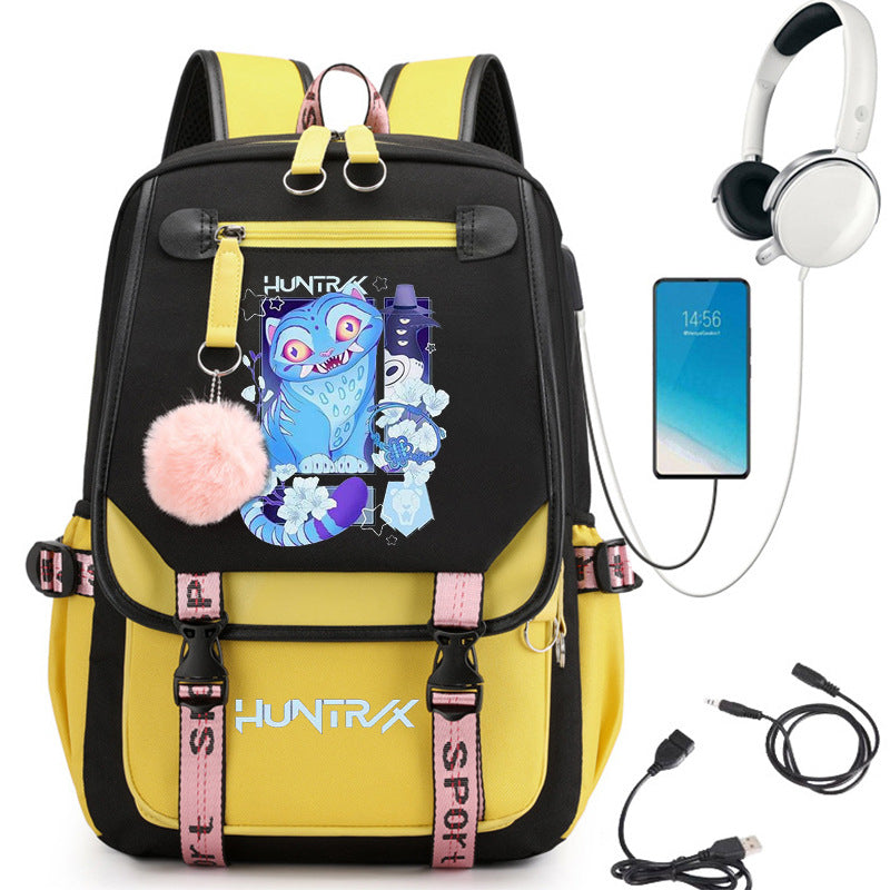 Cartoon Print School Backpack with Large Capacity