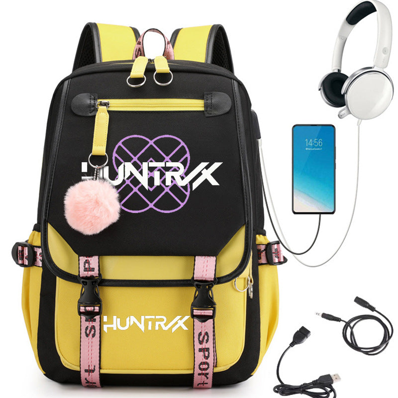Cartoon Print School Backpack with Large Capacity