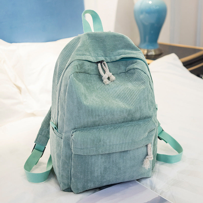 Korean Style Corduroy School Backpack