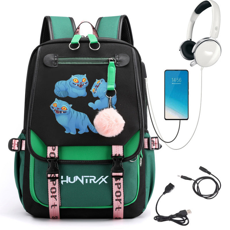 Cartoon Print School Backpack with Large Capacity