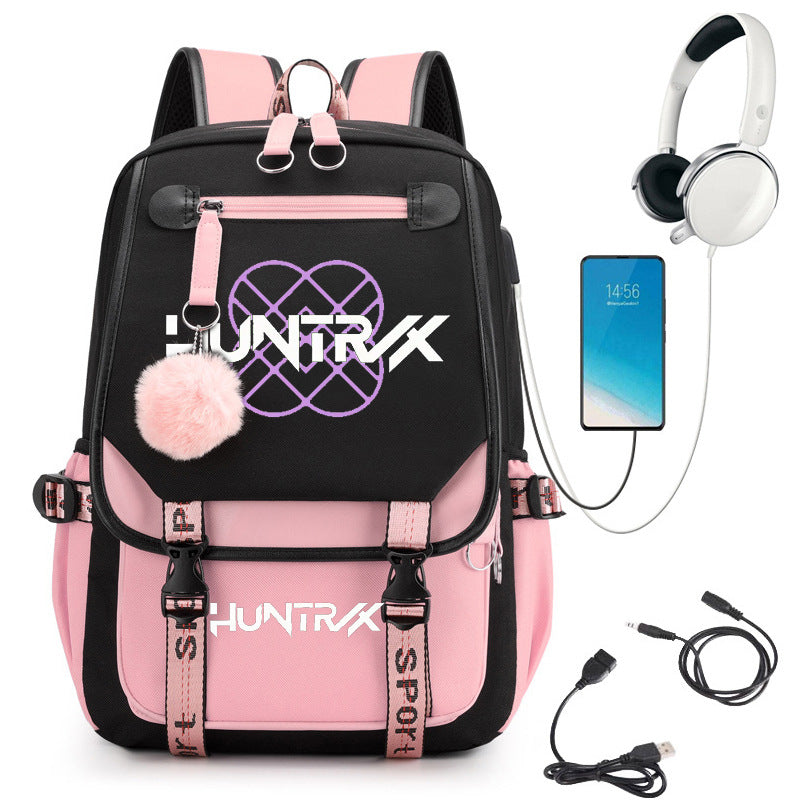 Cartoon Print School Backpack with Large Capacity