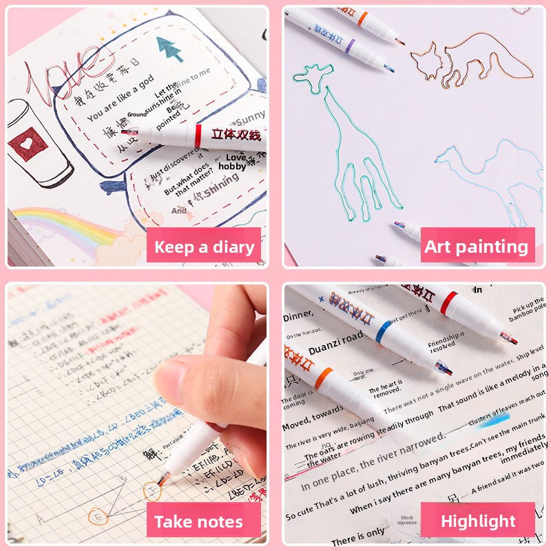 Dual Color Highlight Marker Pen Set