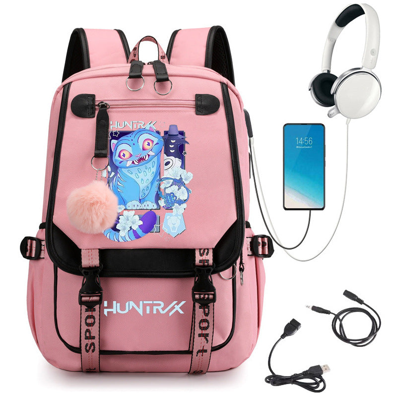 Cartoon Print School Backpack with Large Capacity