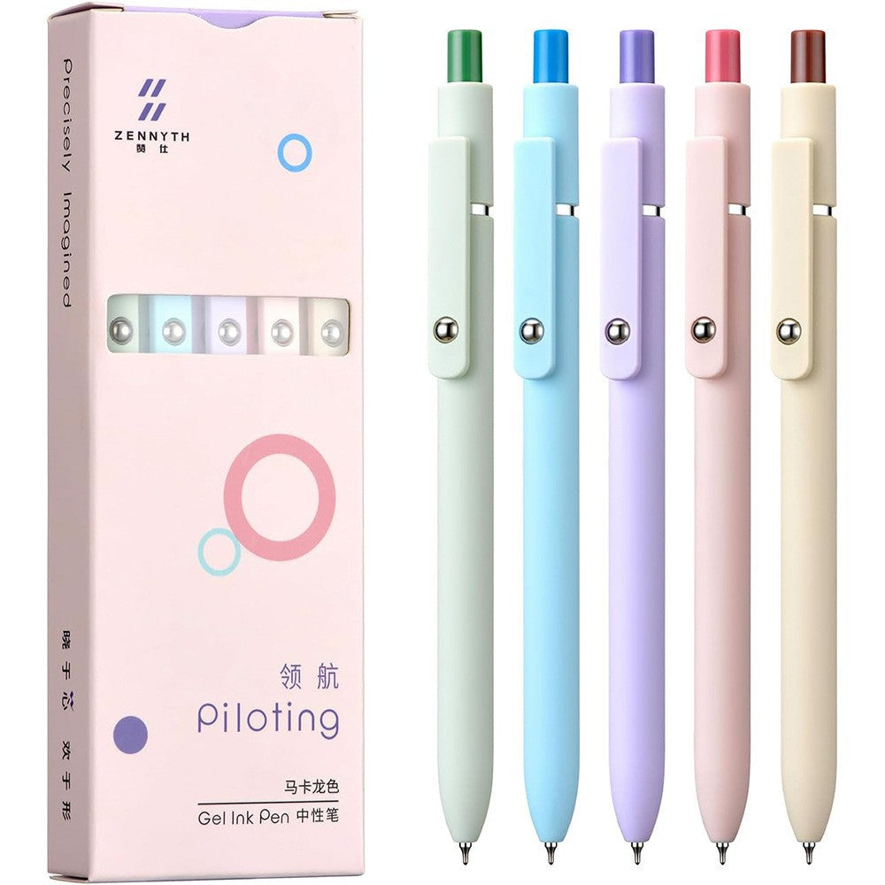 Morandi Retro Press Gel Pen 0.5mm Fine Tip 5-Piece Set