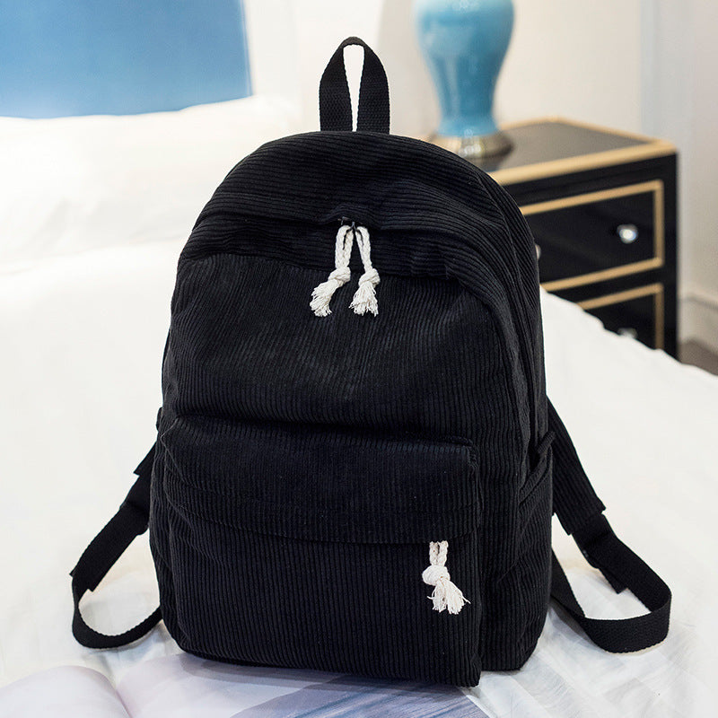 Korean Style Corduroy School Backpack
