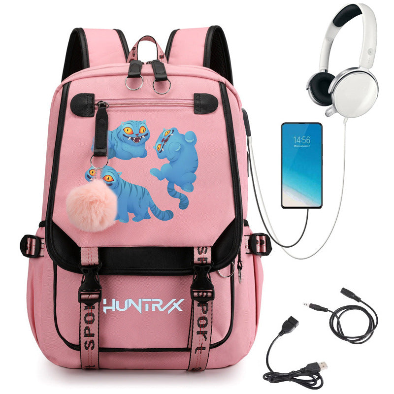 Cartoon Print School Backpack with Large Capacity