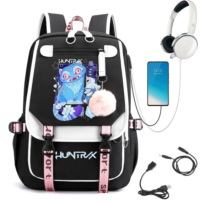 Cartoon Print School Backpack with Large Capacity