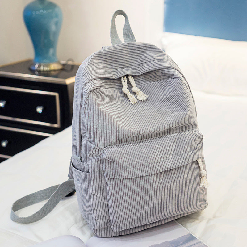 Korean Style Corduroy School Backpack