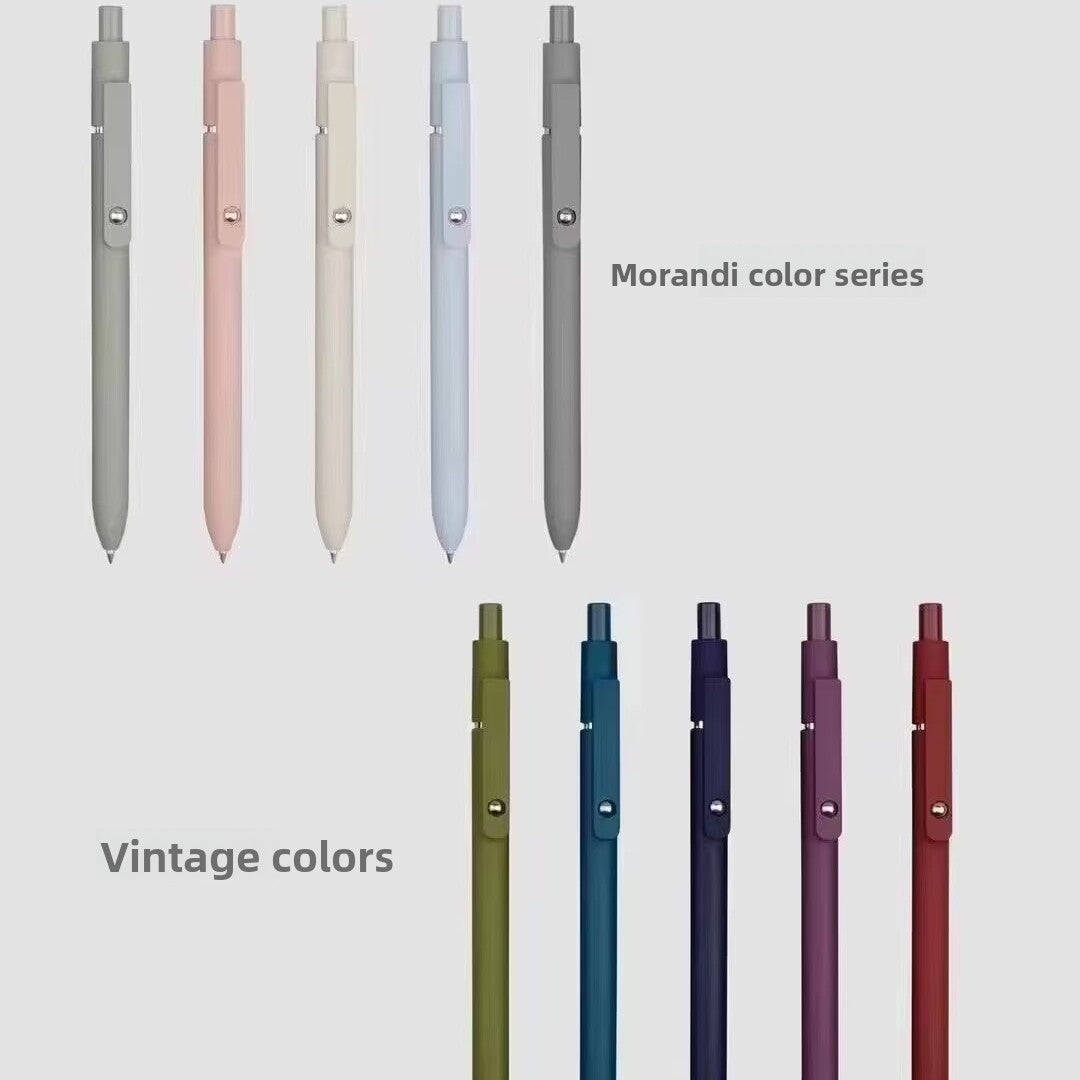 Morandi Retro Press Gel Pen 0.5mm Fine Tip 5-Piece Set