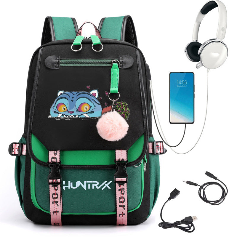 Cartoon Print School Backpack with Large Capacity